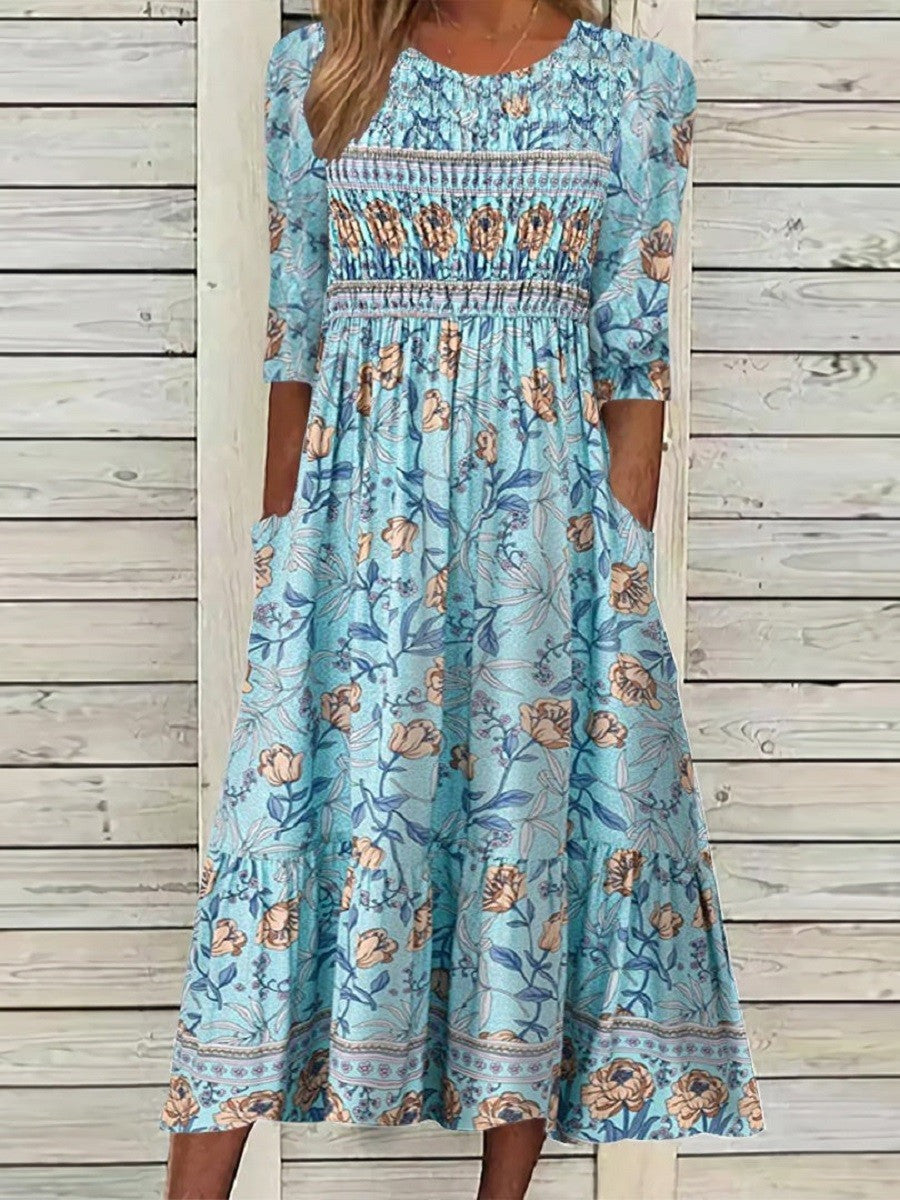 Robe Midi À Fleurs Graphiques Pour Femmes | Midi