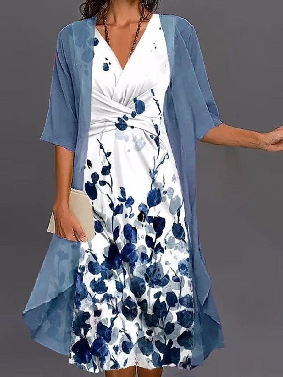 Robe Deux Pièces À Imprimé Floral Pour Femmes | Midi