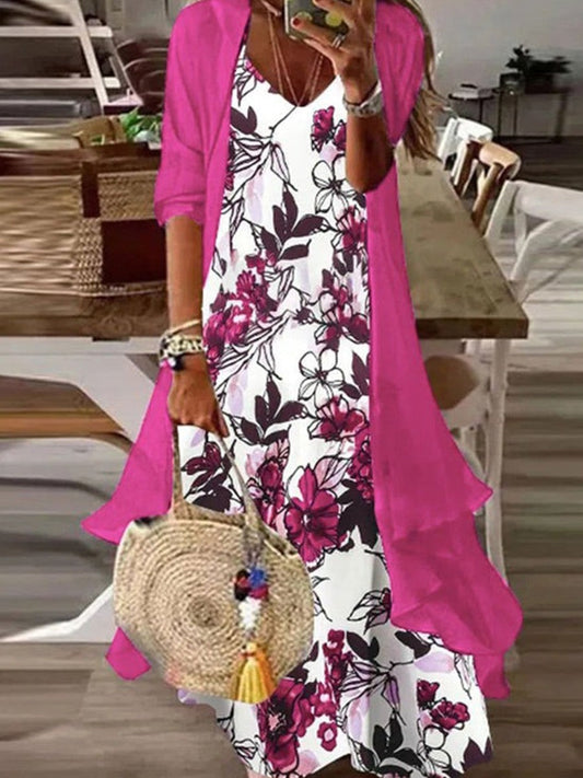Robe Longue Deux Pièces À Imprimé Floral Romantique Pour Femme | Versatile