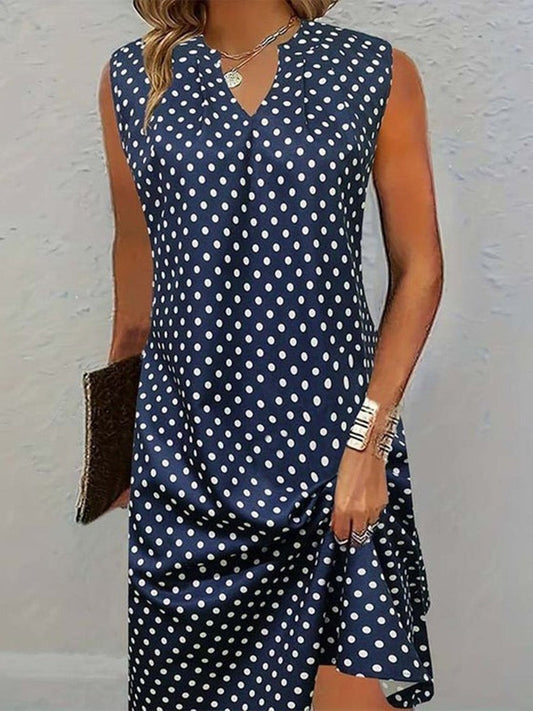 Brune | Robe à Pois | Col en V | Mini