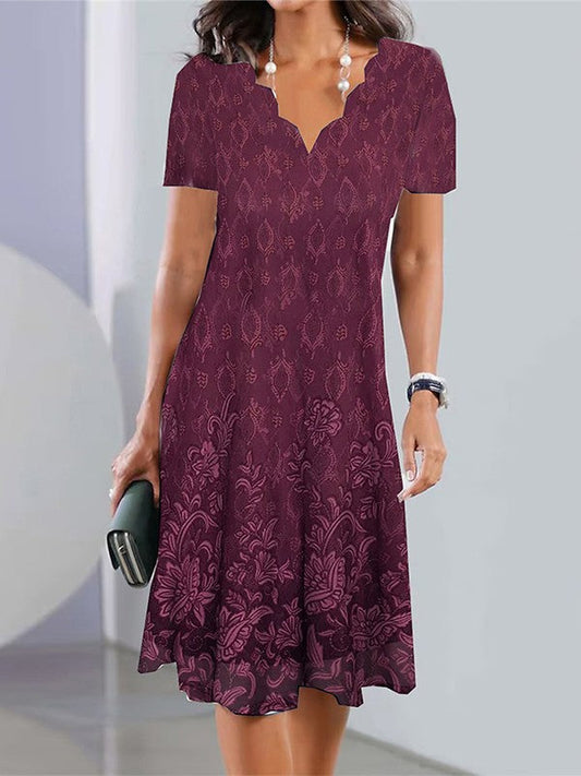 Robe Midi Festonnée À Col En V Pour Femme | Midi