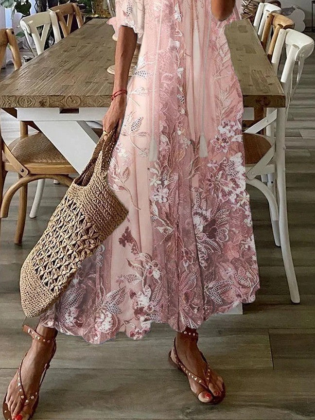 Robe Longue À Imprimé Floral Pour Femmes | Décontracté