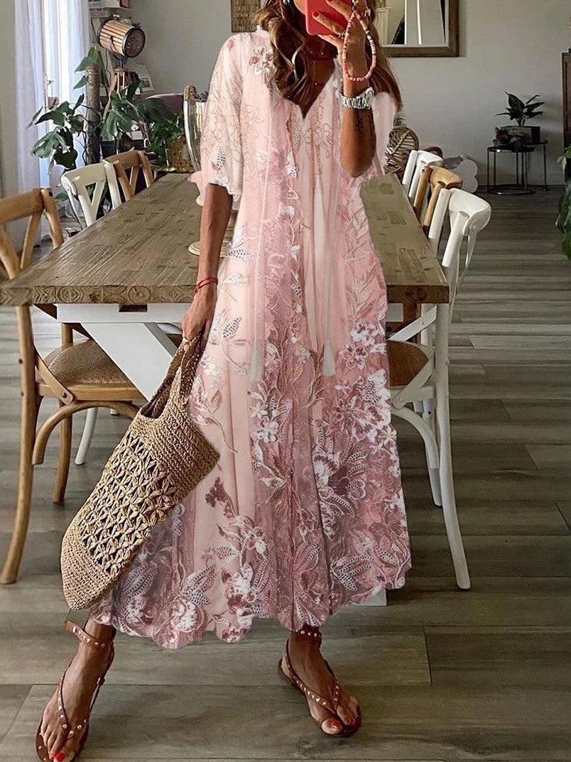Robe Longue À Imprimé Floral Pour Femmes | Décontracté
