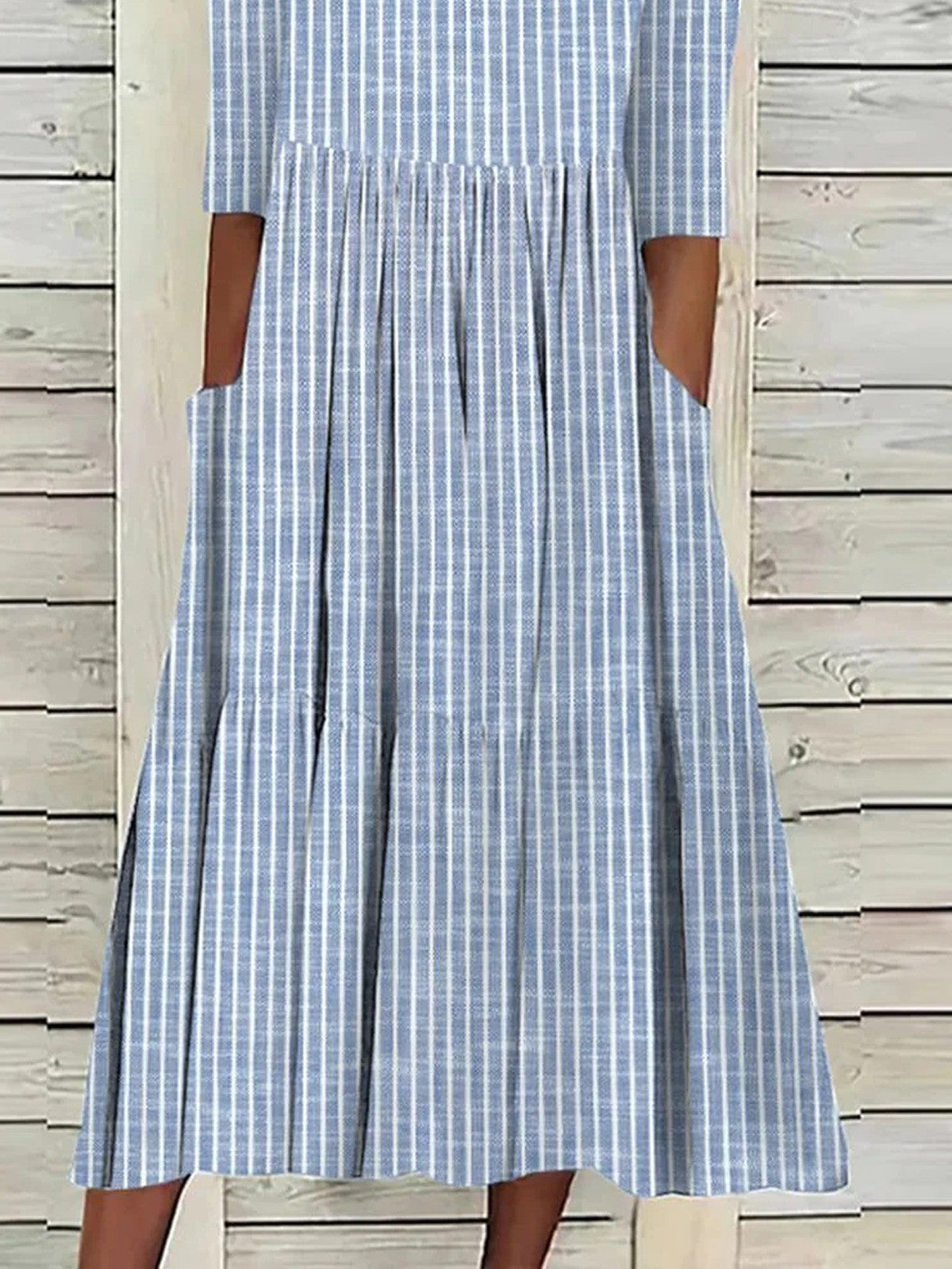 Perrine | Robe Mi-Longue Fluide | À Rayures