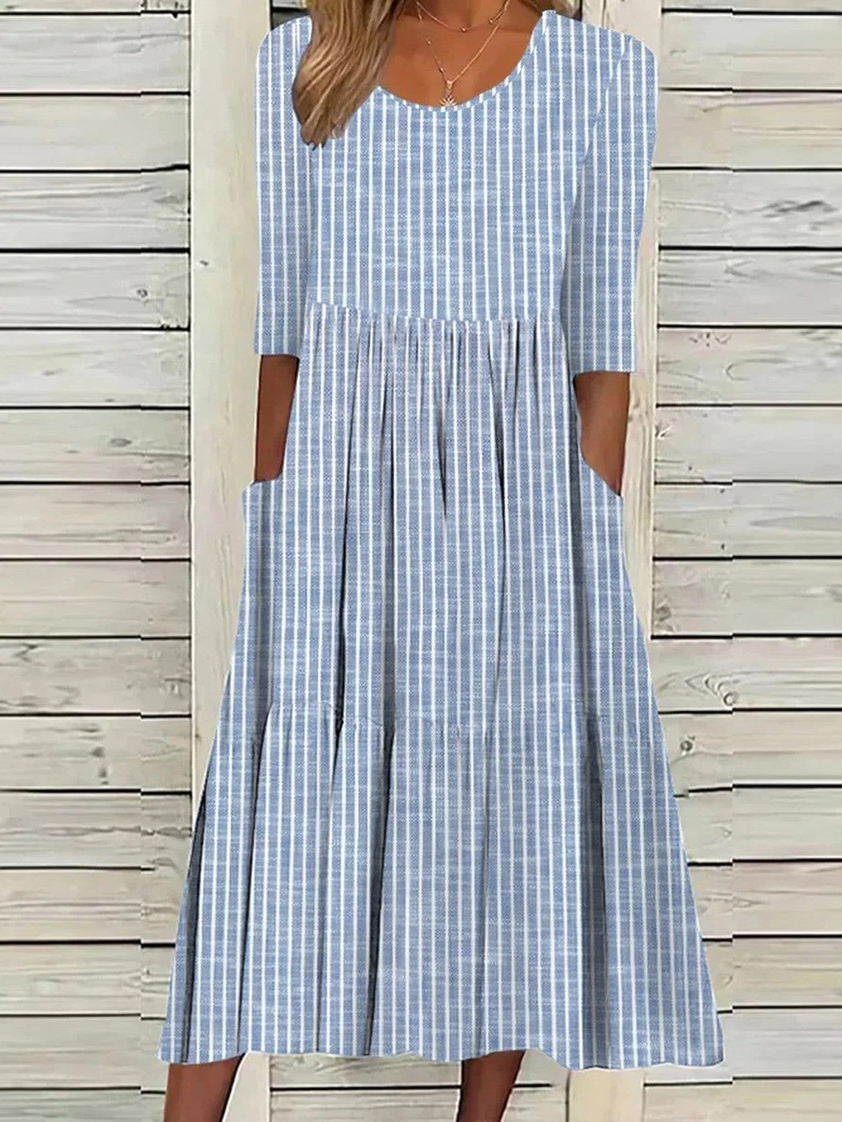 Perrine | Robe Mi-Longue Fluide | À Rayures
