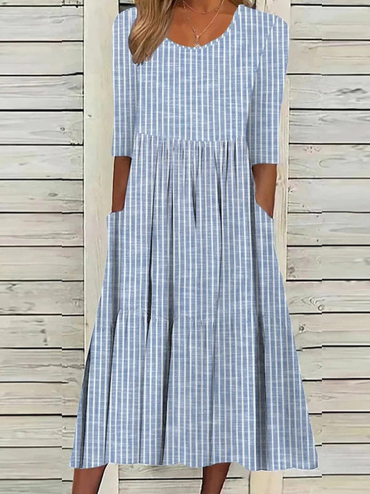 Perrine | Robe Mi-Longue Fluide | À Rayures