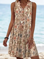 Robe Courte Décontractée À Col En V Et Imprimé Floral Pour Femmes