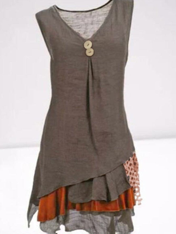 Salomé | Robe Courte à Volants | Sans Manches | Mini