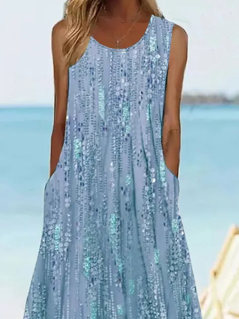 Robe Sans Manches À Imprimé Floral | Midi