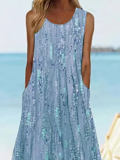 Robe Sans Manches À Imprimé Floral | Midi