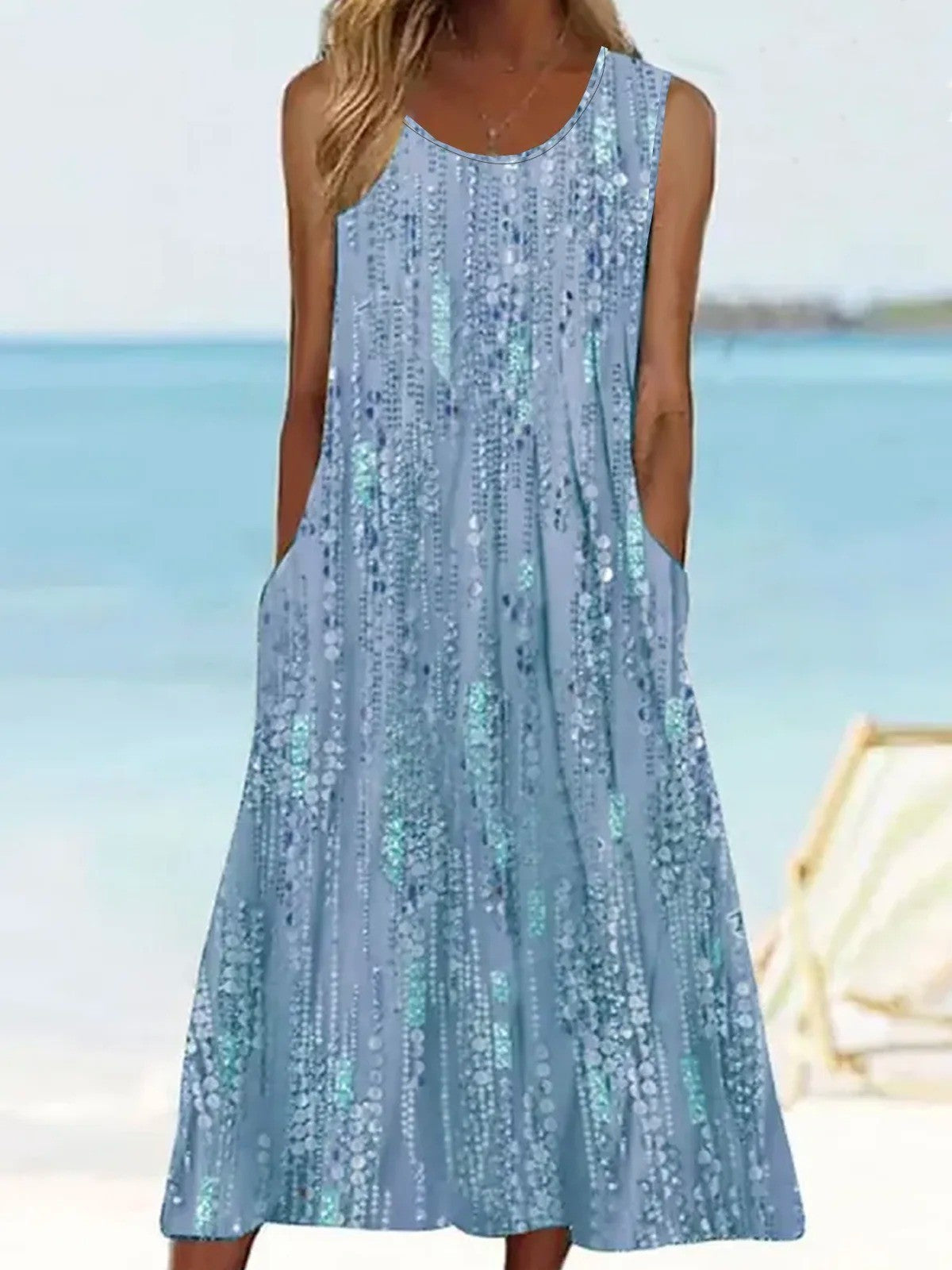Robe Sans Manches À Imprimé Floral | Midi