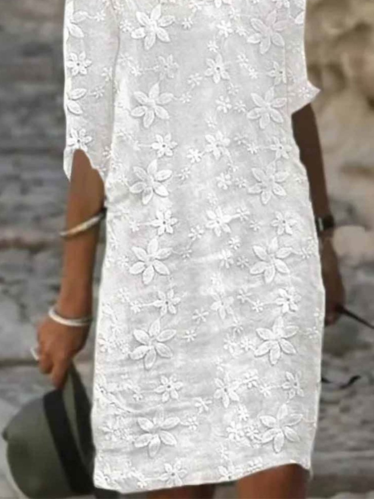 Fantine | Florale Robe Blanche | Dentelle