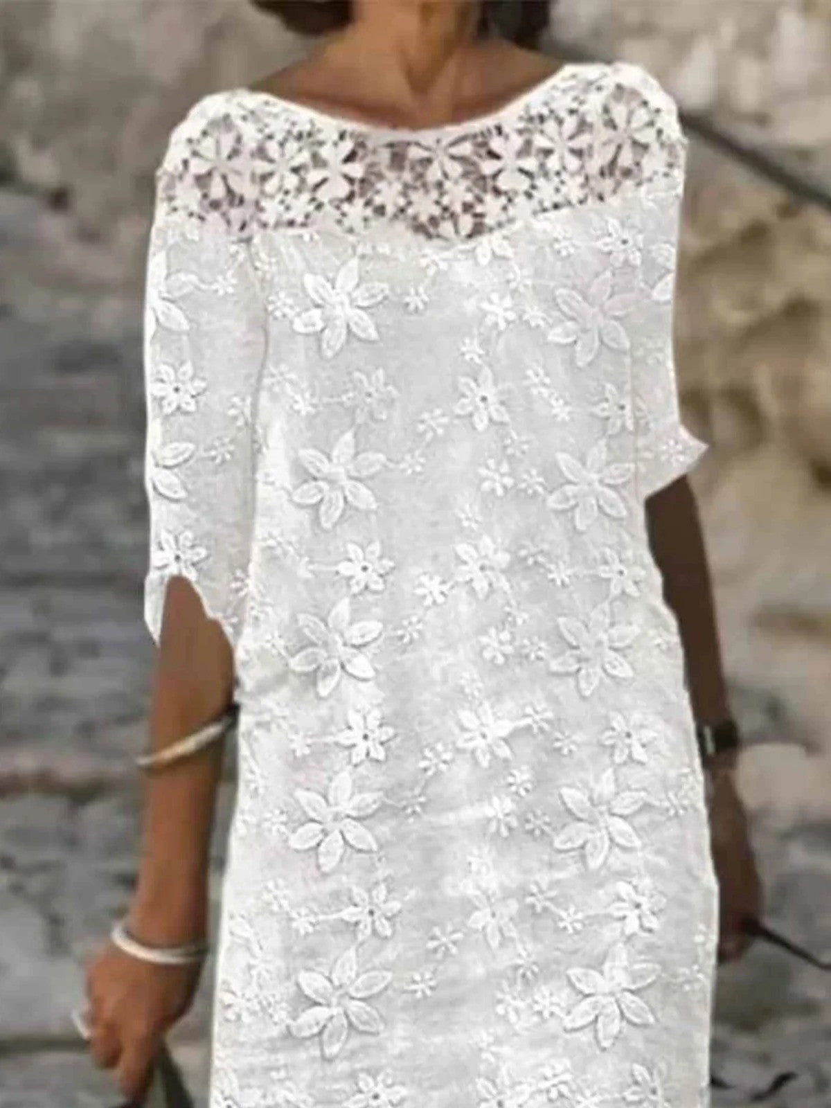 Fantine | Florale Robe Blanche | Dentelle