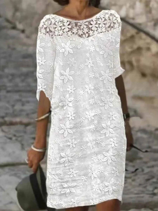 Fantine | Florale Robe Blanche | Dentelle