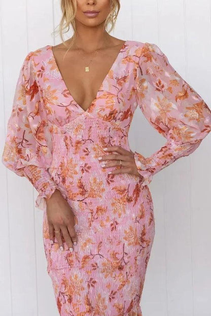Gabriella | Robe Manche Bouffante | Imprimé Fleuri