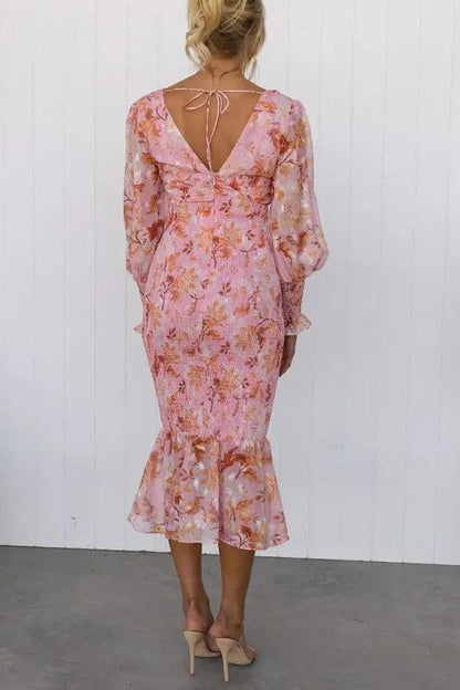 Gabriella | Robe Manche Bouffante | Imprimé Fleuri