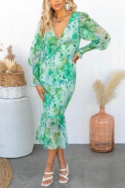 Gabriella | Robe Manche Bouffante | Imprimé Fleuri