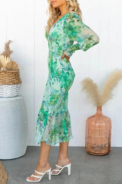 Gabriella | Robe Manche Bouffante | Imprimé Fleuri