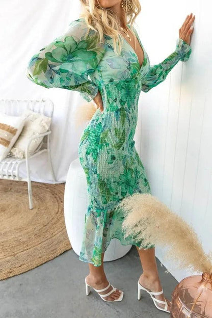 Gabriella | Robe Manche Bouffante | Imprimé Fleuri