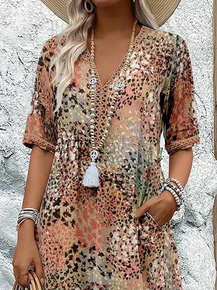 Alizée | Robe Bohème Chic | Col en V | Midi