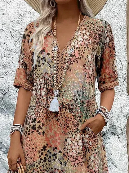 Alizée | Robe Bohème Chic | Col en V | Midi