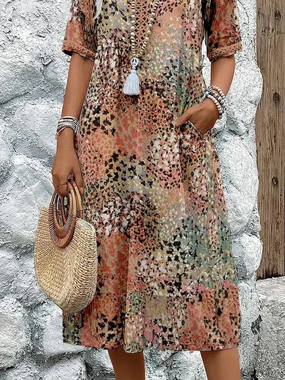 Alizée | Robe Bohème Chic | Col en V | Midi