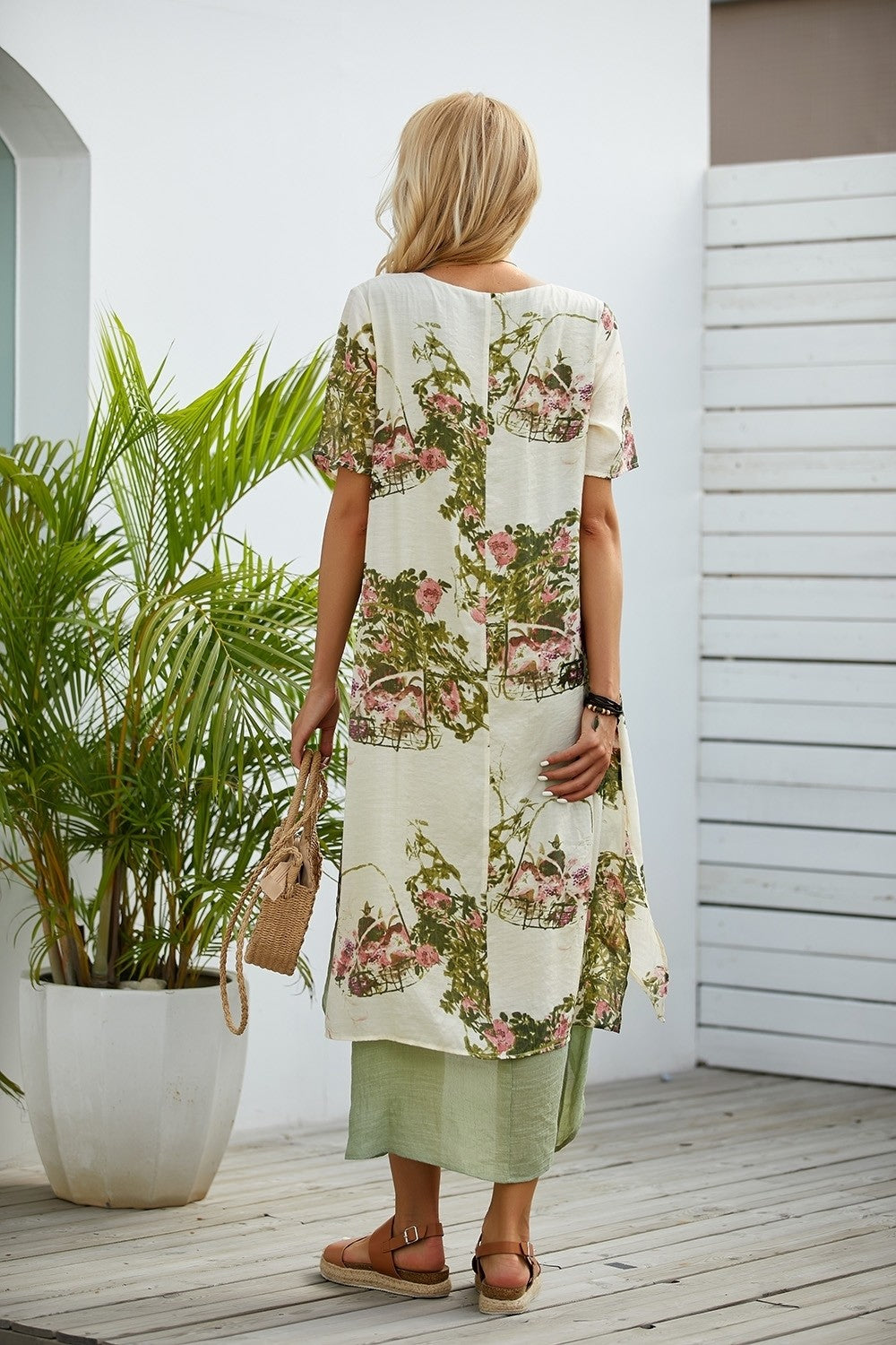 Robe Longue À Imprimé Floral Vert Pour Femme | Printemps
