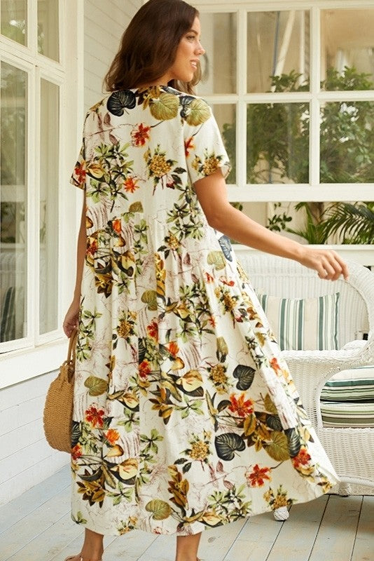 Robe Longue À Imprimé Floral Pour Femmes | Été Décontracté
