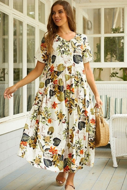 Robe Longue À Imprimé Floral Pour Femmes | Été Décontracté