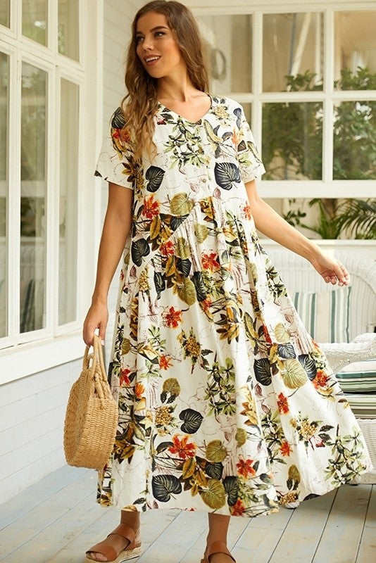 Robe Longue À Imprimé Floral Pour Femmes | Été Décontracté