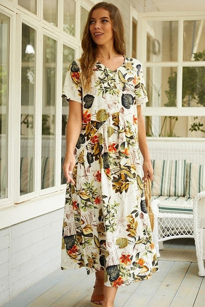Robe Longue À Imprimé Floral Pour Femmes | Été Décontracté