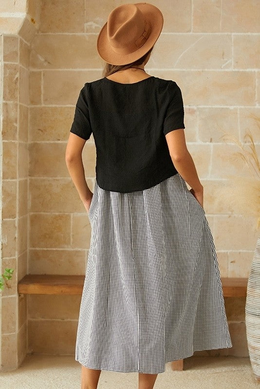 Robe Maxi Deux Pièces À Carreaux Pour Femme | Été Décontracté
