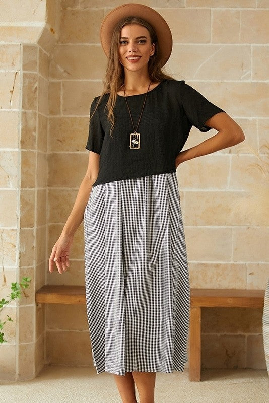 Robe Maxi Deux Pièces À Carreaux Pour Femme | Été Décontracté