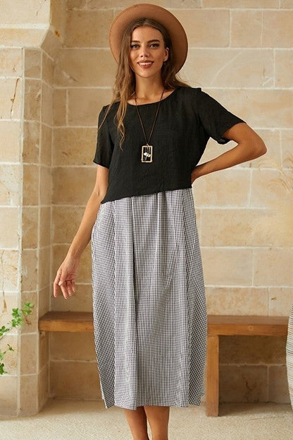 Robe Maxi Deux Pièces À Carreaux Pour Femme | Été Décontracté