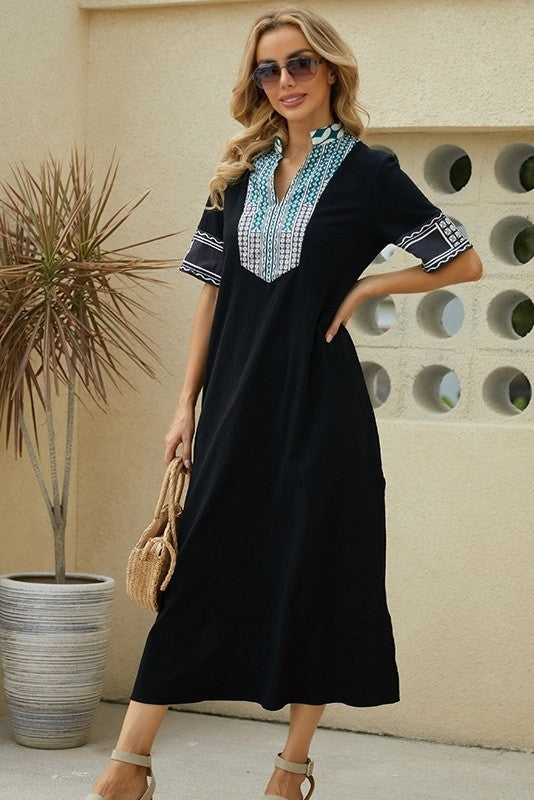 Robe Maxi À Imprimé Patchwork Pour Femme | Été Décontracté