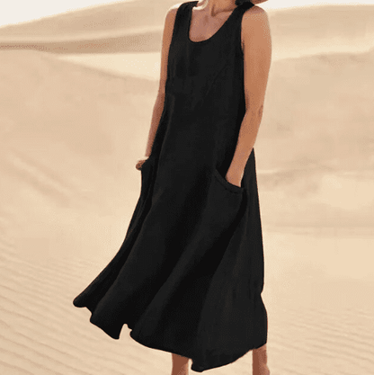 Aliette | Robe Trapèze Sans Manches | Poches