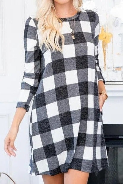 Anaïs | Robe Droite Courte | Noir et Blanc