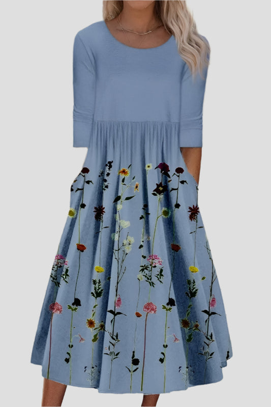 Robe Midi À Couverture Florale Pour Femmes - Hiver