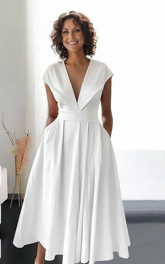 Beatrice | Robe Blanche Longue | Col En V