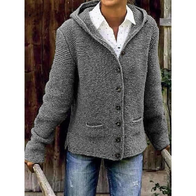 Anya | Cardigan À Capuche Décontracté | Tricoté