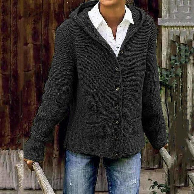 Anya | Cardigan À Capuche Décontracté | Tricoté