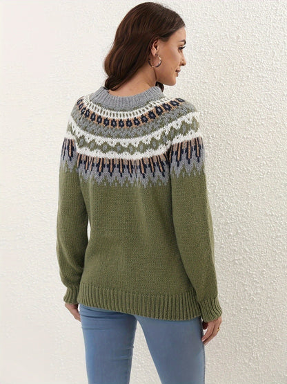 Odessa | Pull-over À Col Ras Du Cou Pour Femmes À Motif Fair Isle | Hiver