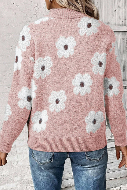 Théophane | Pull à demi zip pour femmes | Floral
