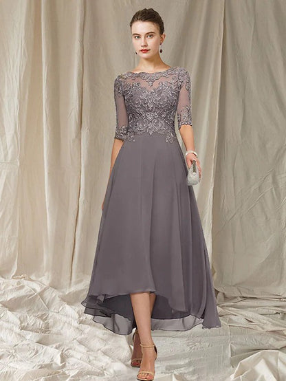 Roseline | Robe Ceremonie Femme | Asymétrique | Dentelle