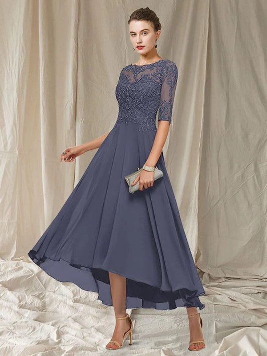 Roseline | Robe Ceremonie Femme | Asymétrique | Dentelle