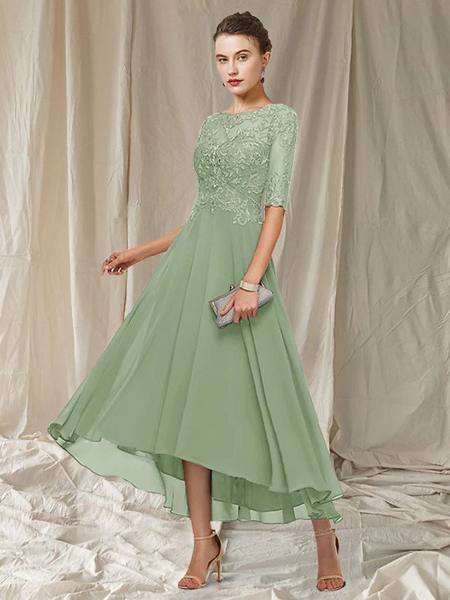 Roseline | Robe Ceremonie Femme | Asymétrique | Dentelle