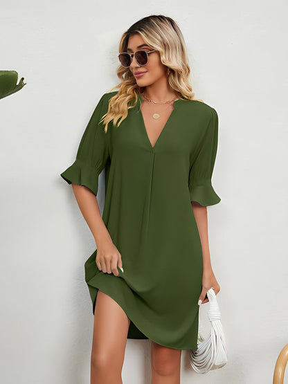 Victoire | Robe Chic À Col En V Et À Ligne Droite Pour Femmes | Midi