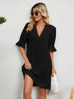 Victoire | Robe Chic À Col En V Et À Ligne Droite Pour Femmes | Midi