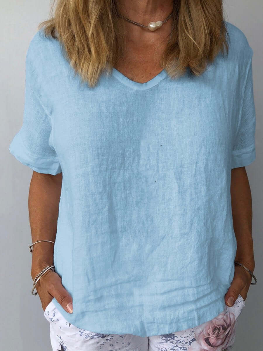 Mélanie | Tee-Shirt Femme | Col en V | Manches Courtes
