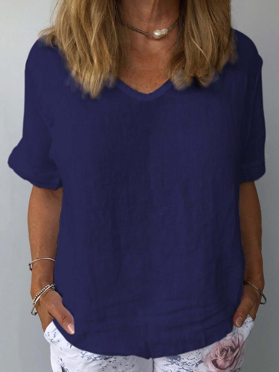 Mélanie | Tee-Shirt Femme | Col en V | Manches Courtes